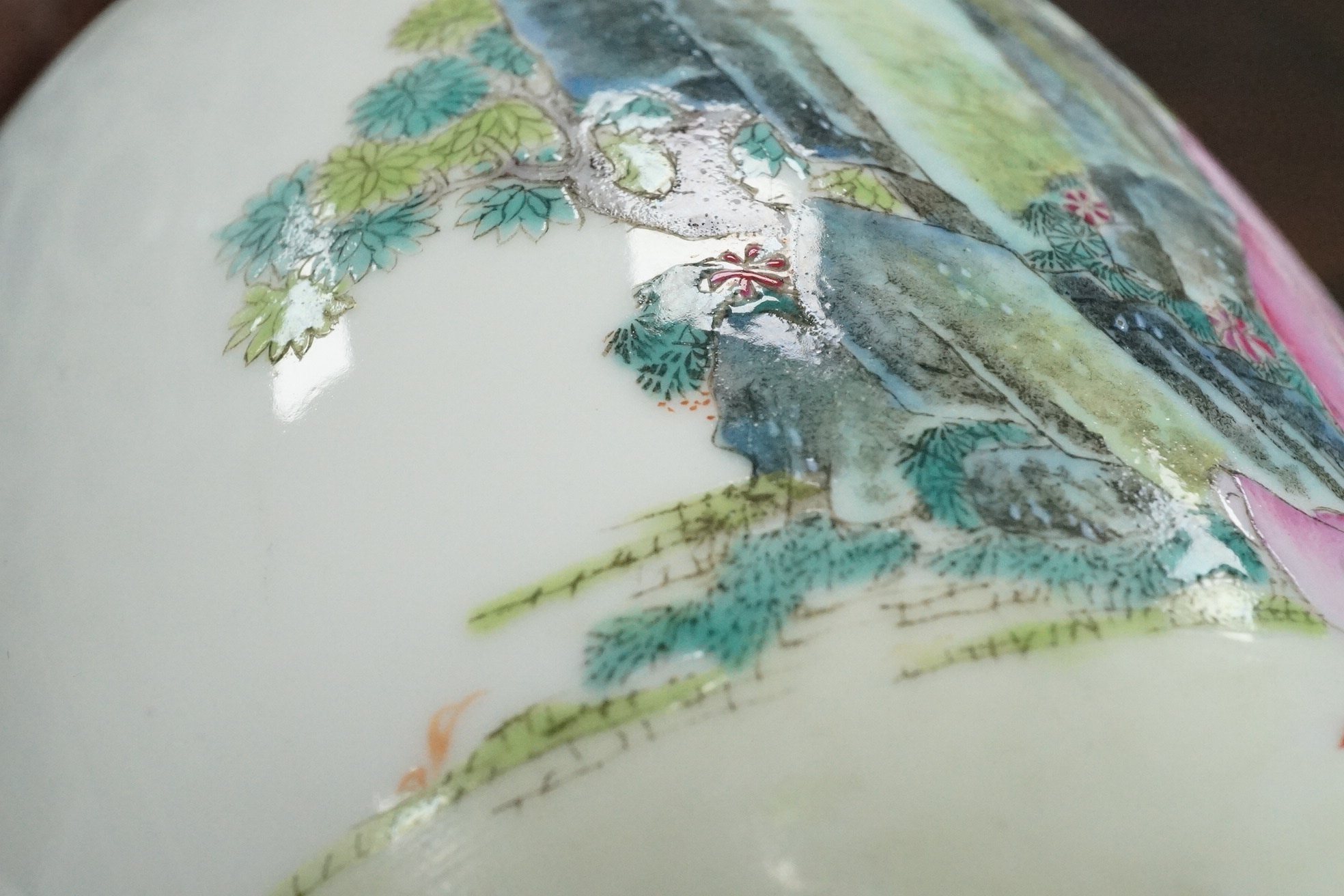 A Chinese famille rose ‘Liu Hai’ bottle vase, Qianlong six character seal mark but Republic period